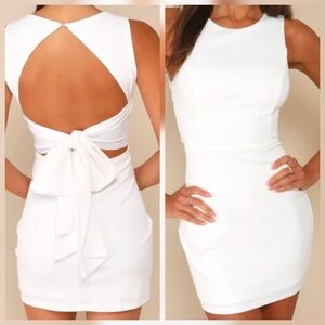Lulus Confident Cutie White Tie Back Sleeveless Mini Dress, Size Medium